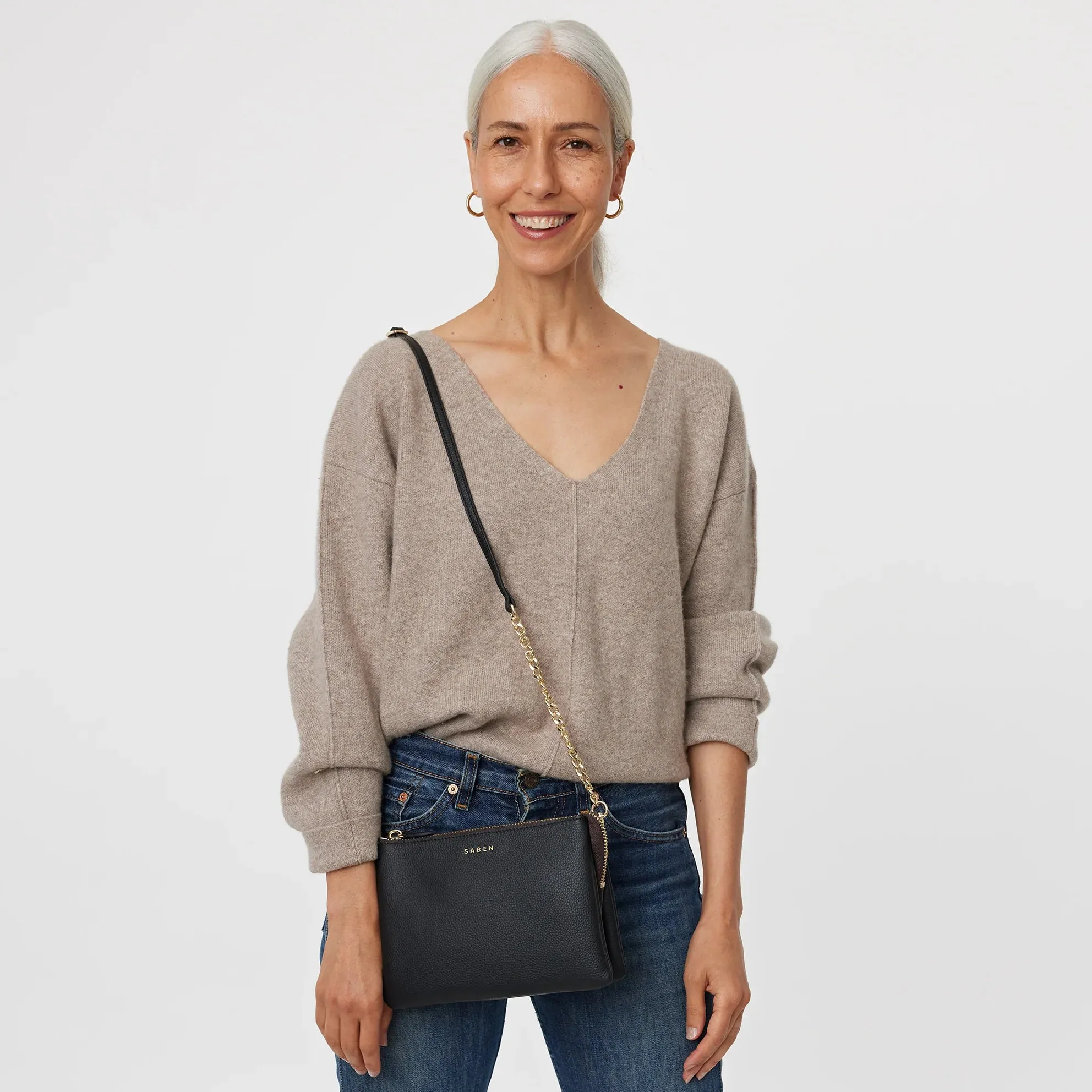 Saben Tillys Big Sis Cross Body Black and Silver Curb Chain