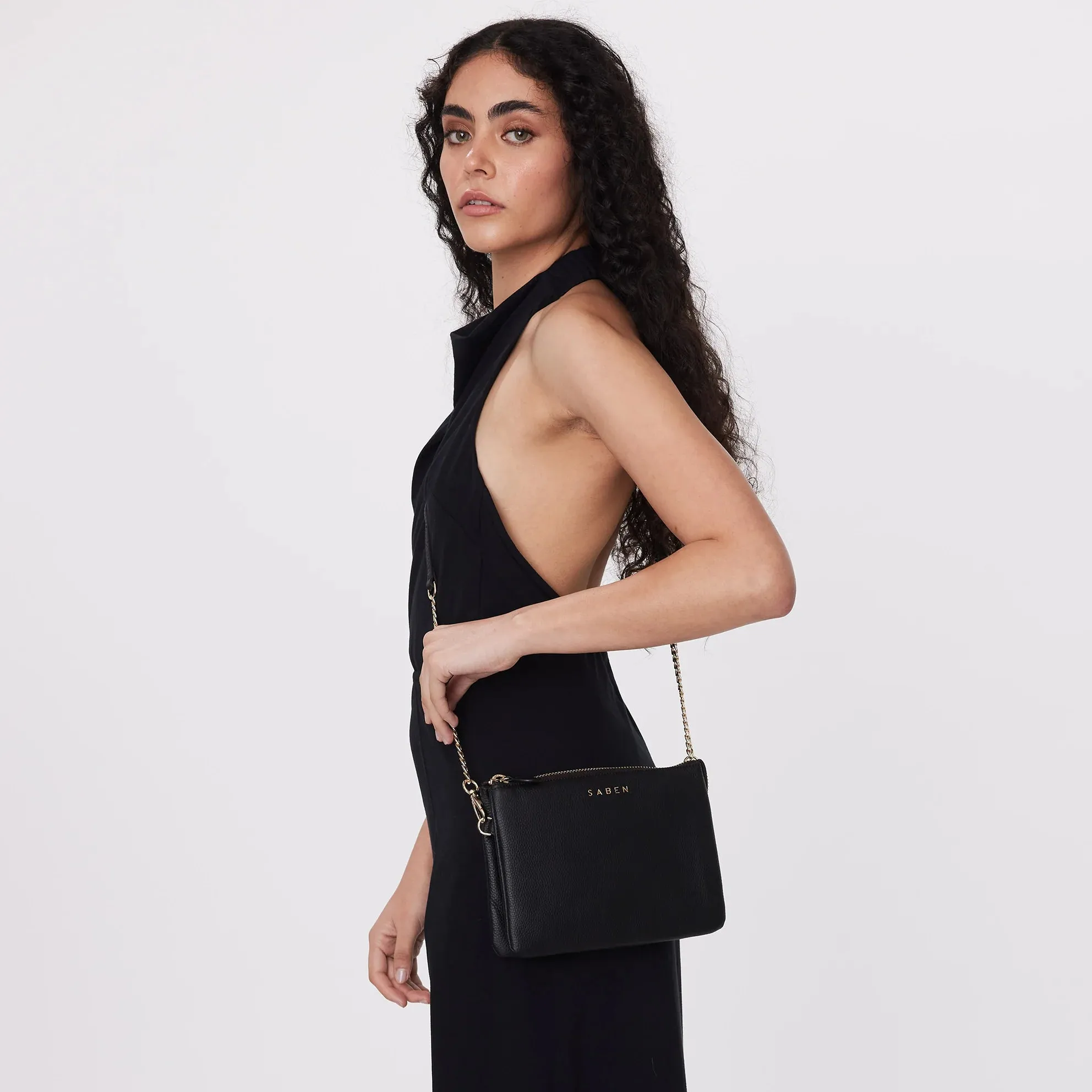 Saben Tillys Big Sis Cross Body Black and Silver Curb Chain