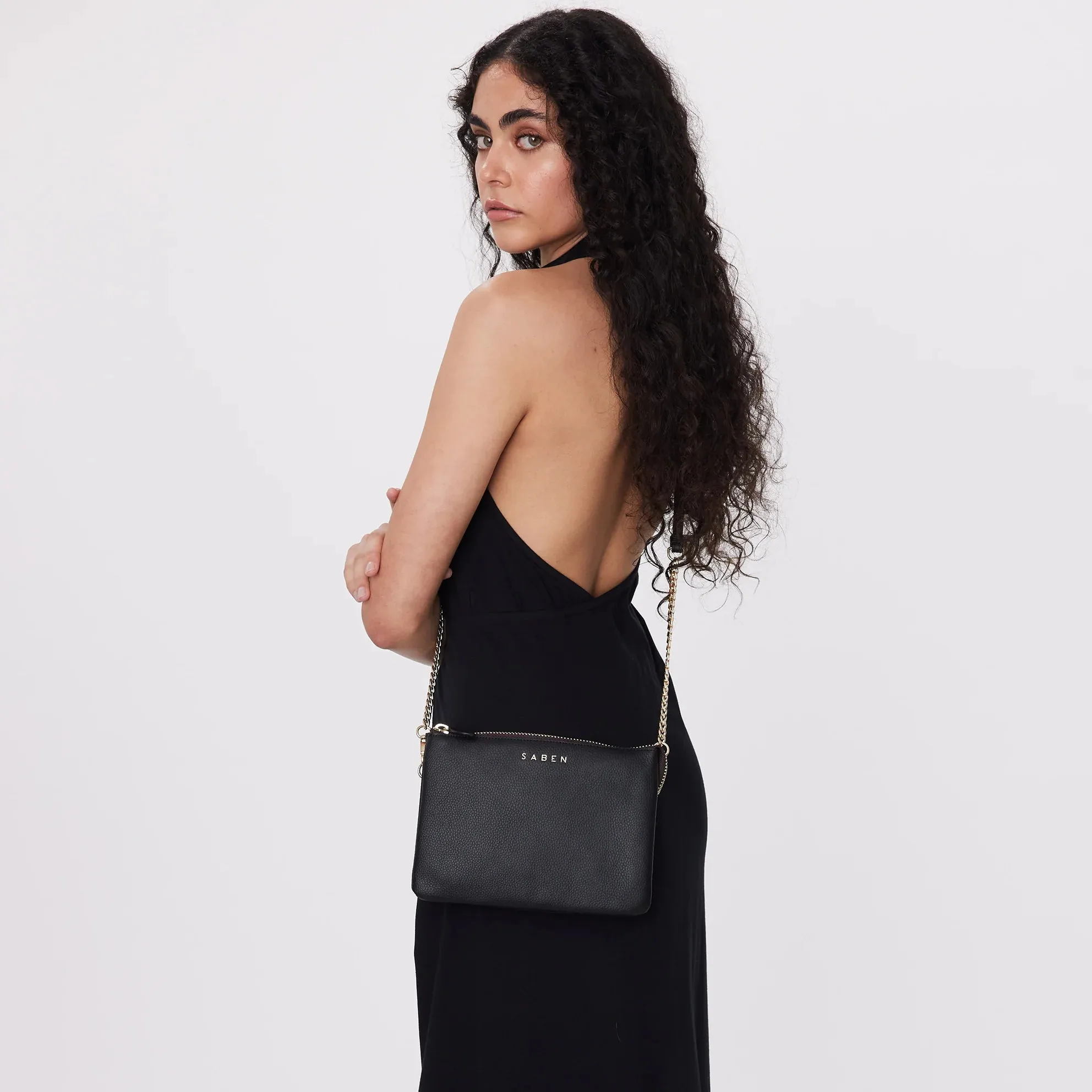Saben Tillys Big Sis Cross Body Black and Silver Curb Chain