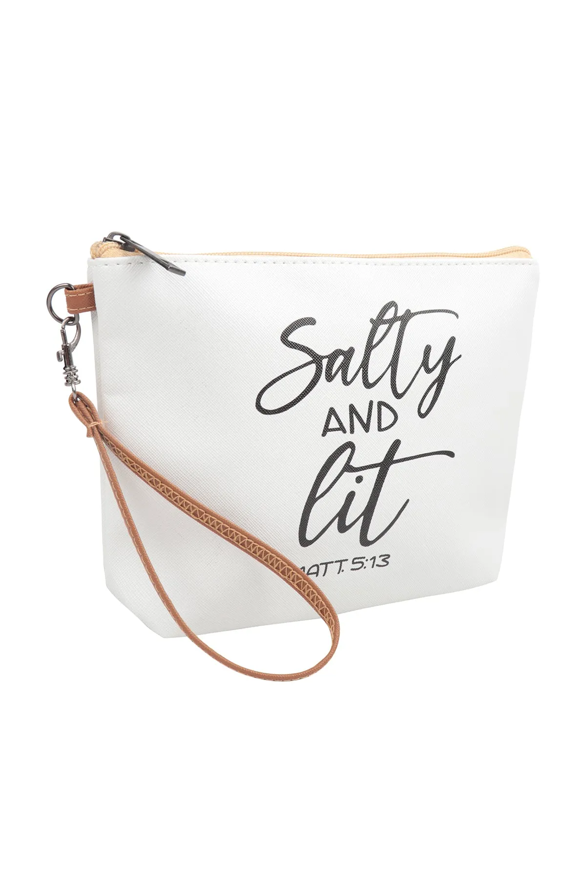 SALTY AND LIT MATT 5:13 PRINT COSMETIC POUCH BAG W/ WRISTLET