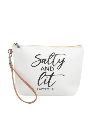 SALTY AND LIT MATT 5:13 PRINT COSMETIC POUCH BAG W/ WRISTLET