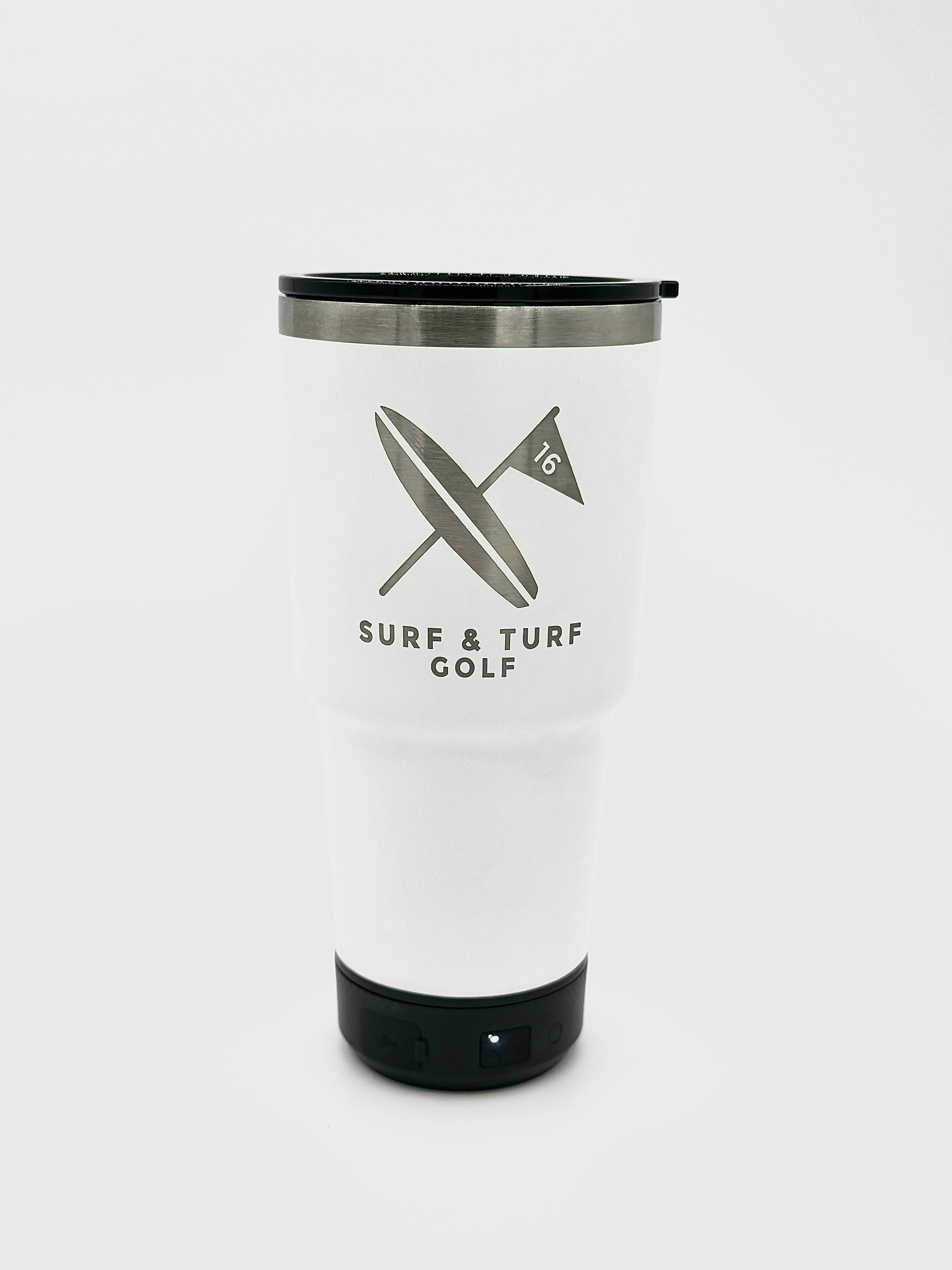 S&T Classic Vibe Tumbler-28 OZ w/ Bluetooth Speaker OR Power Bank Charger Base Attachment