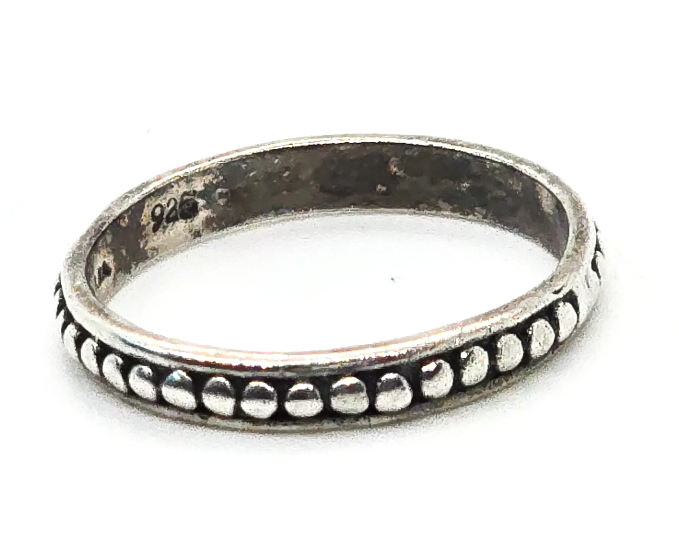 Sarda embossed dots sterling silver thin stackable ring band size 5