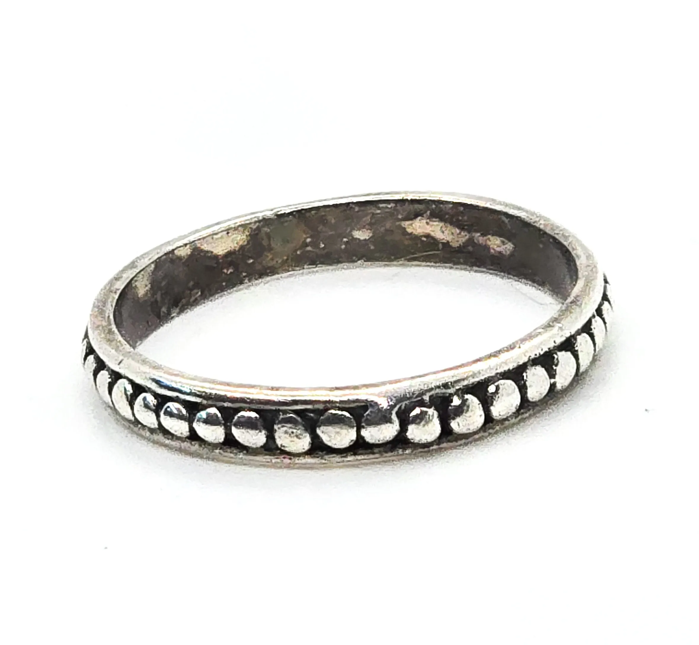 Sarda embossed dots sterling silver thin stackable ring band size 5