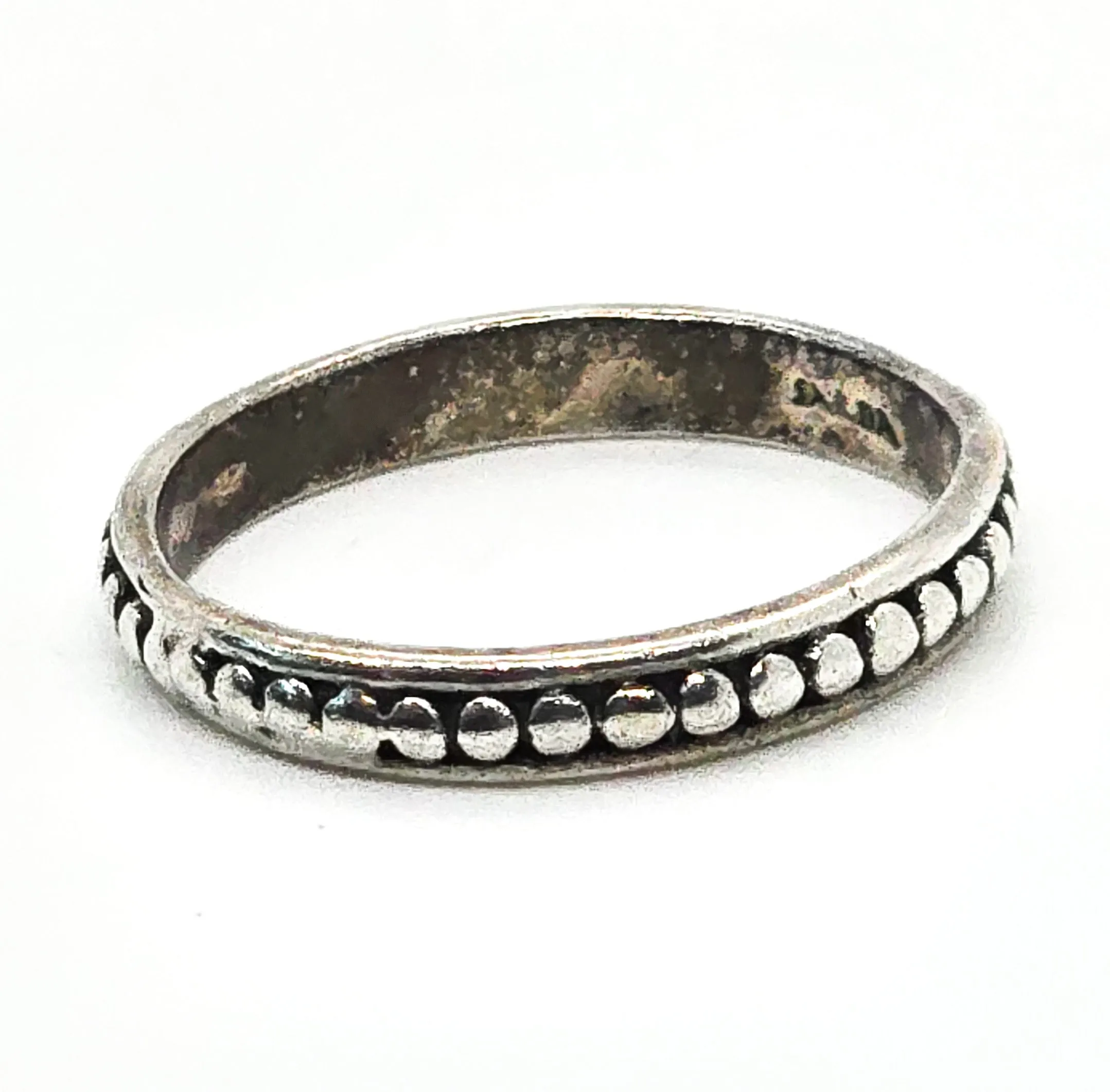Sarda embossed dots sterling silver thin stackable ring band size 5