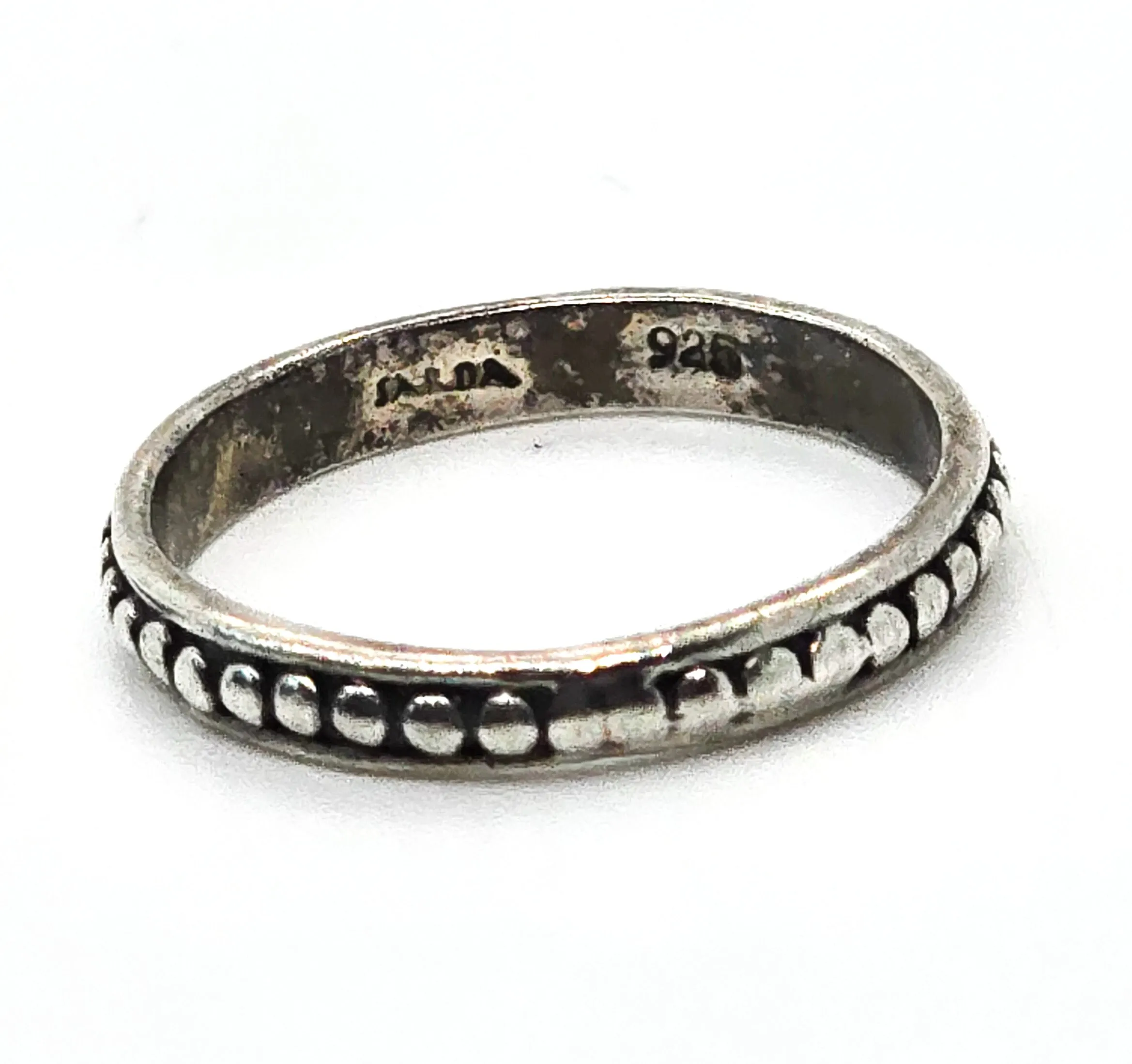 Sarda embossed dots sterling silver thin stackable ring band size 5