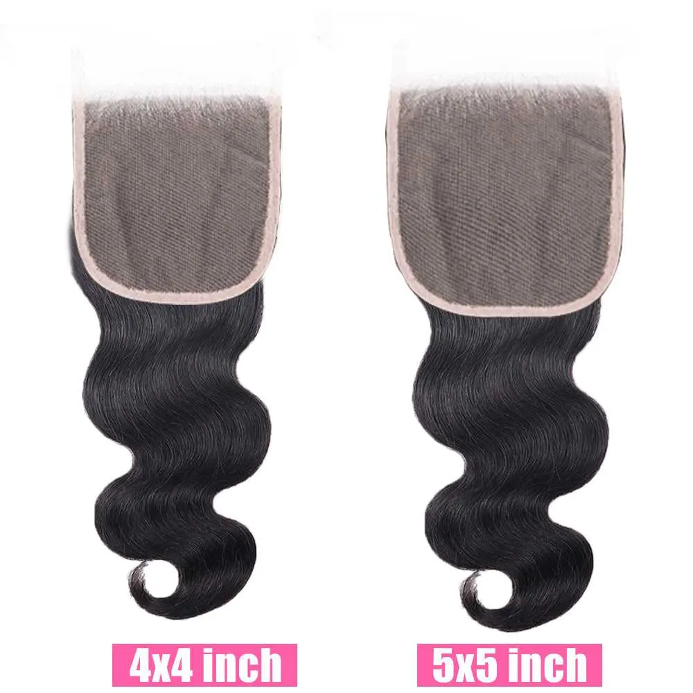 Sdamey Brazilian Body Wave Transparent 4x4/5x5 Lace Closure