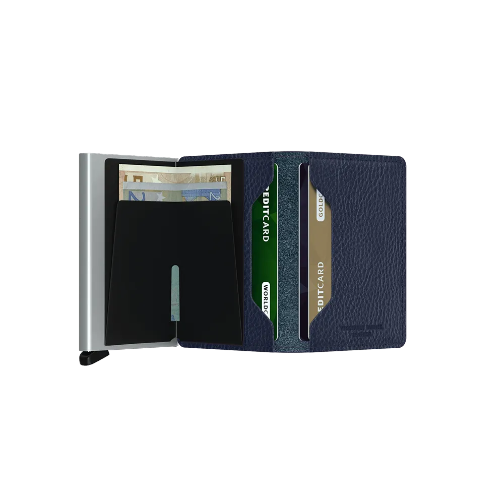 SECRID Slimwallet Leather - Veg Tanned Navy-Silver