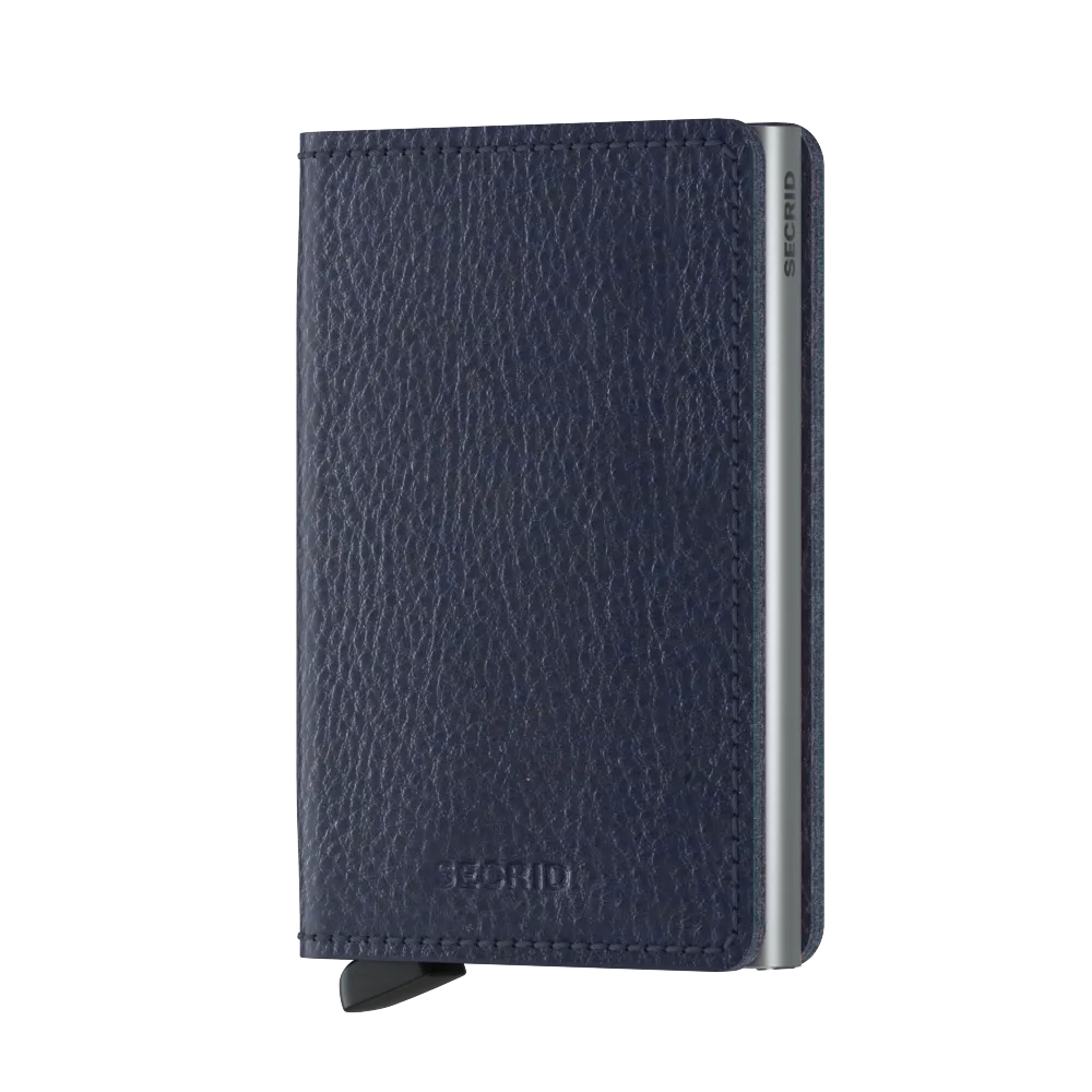 SECRID Slimwallet Leather - Veg Tanned Navy-Silver
