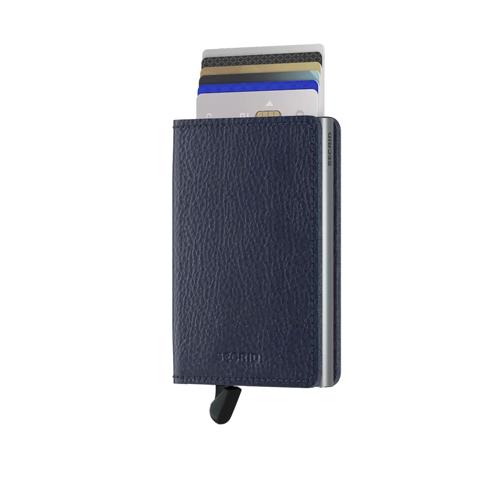 SECRID Slimwallet Leather - Veg Tanned Navy-Silver
