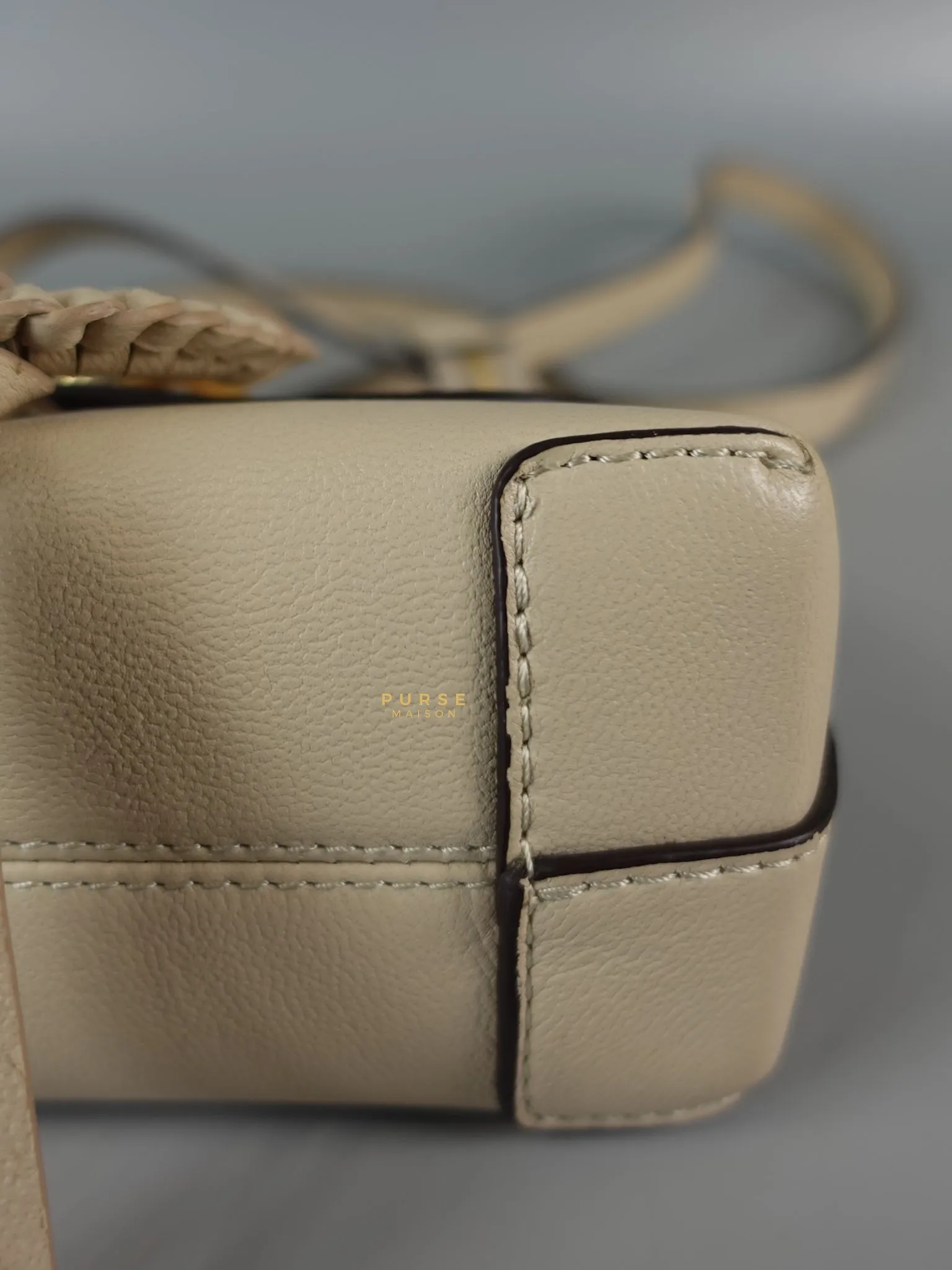 See Mini Beige Leather Shoulder Bag