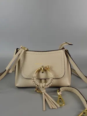 See Mini Beige Leather Shoulder Bag