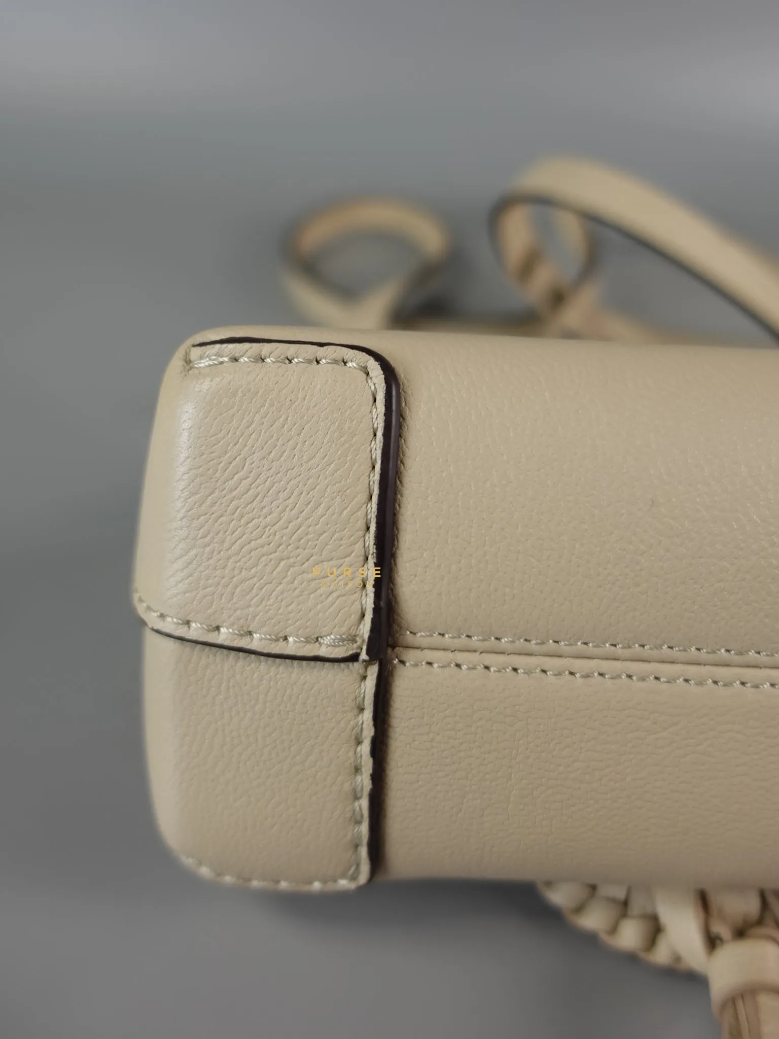 See Mini Beige Leather Shoulder Bag