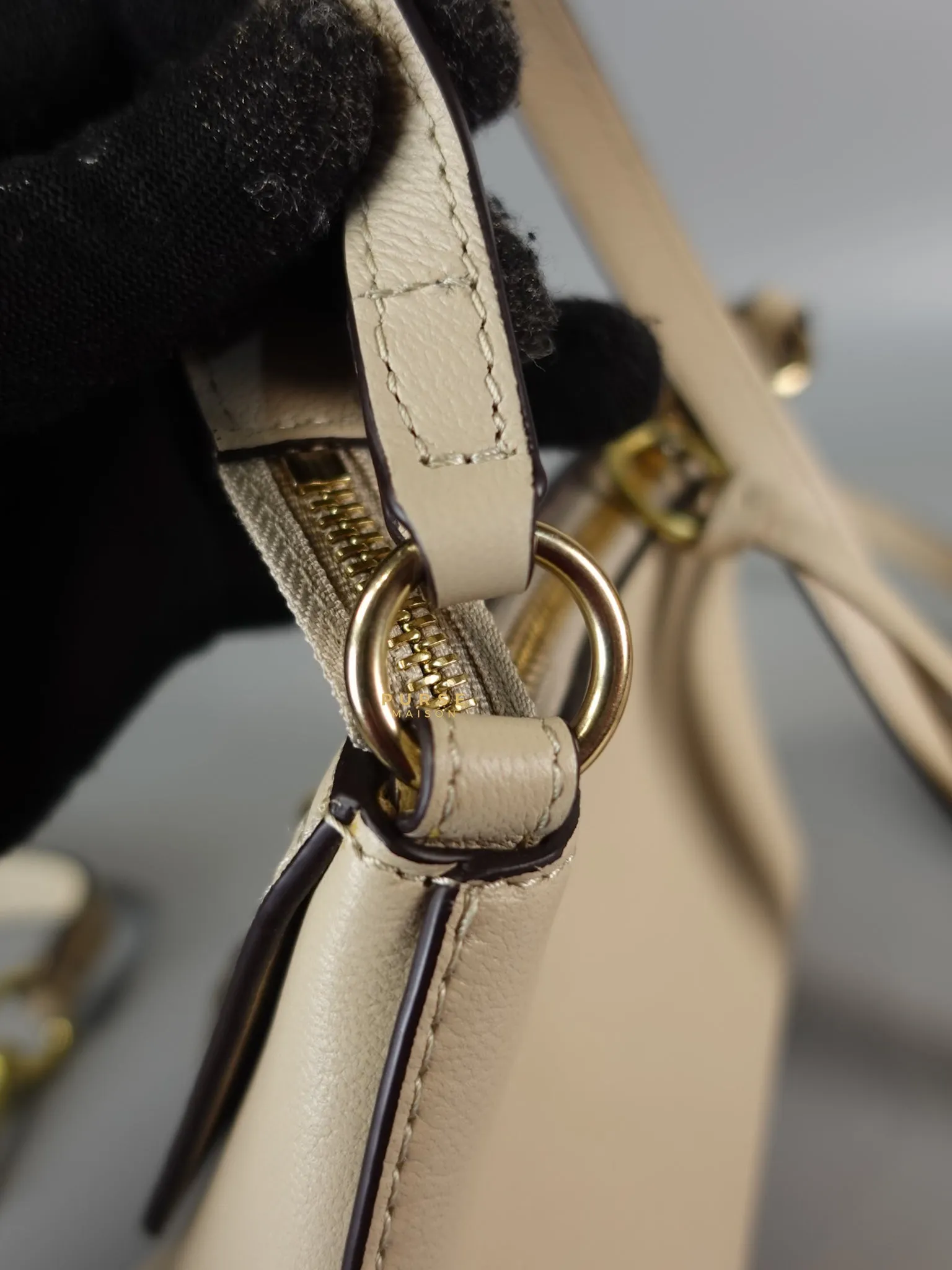 See Mini Beige Leather Shoulder Bag