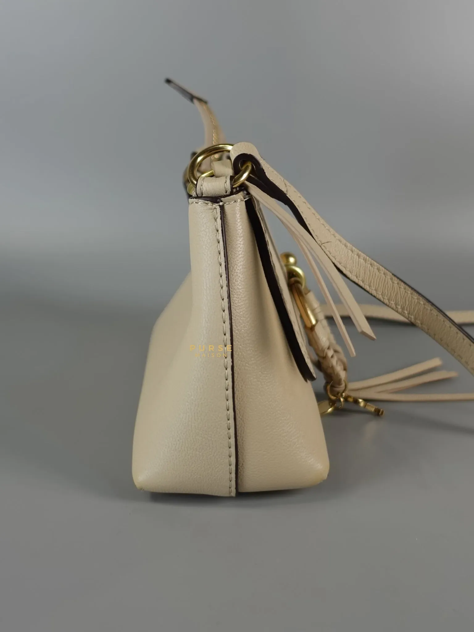 See Mini Beige Leather Shoulder Bag