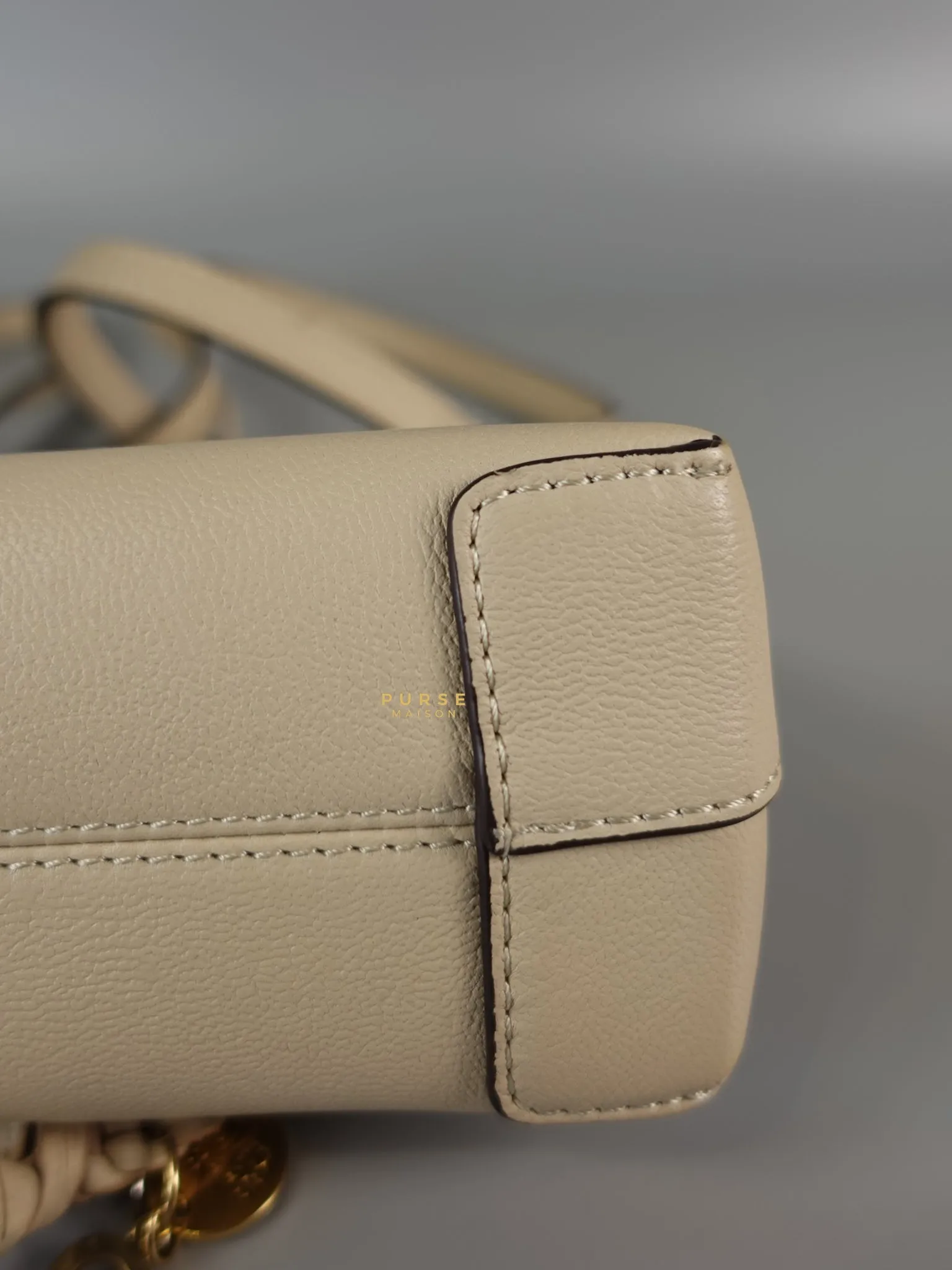See Mini Beige Leather Shoulder Bag