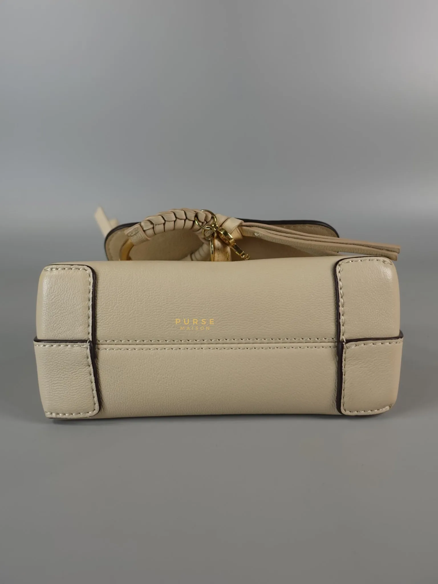 See Mini Beige Leather Shoulder Bag