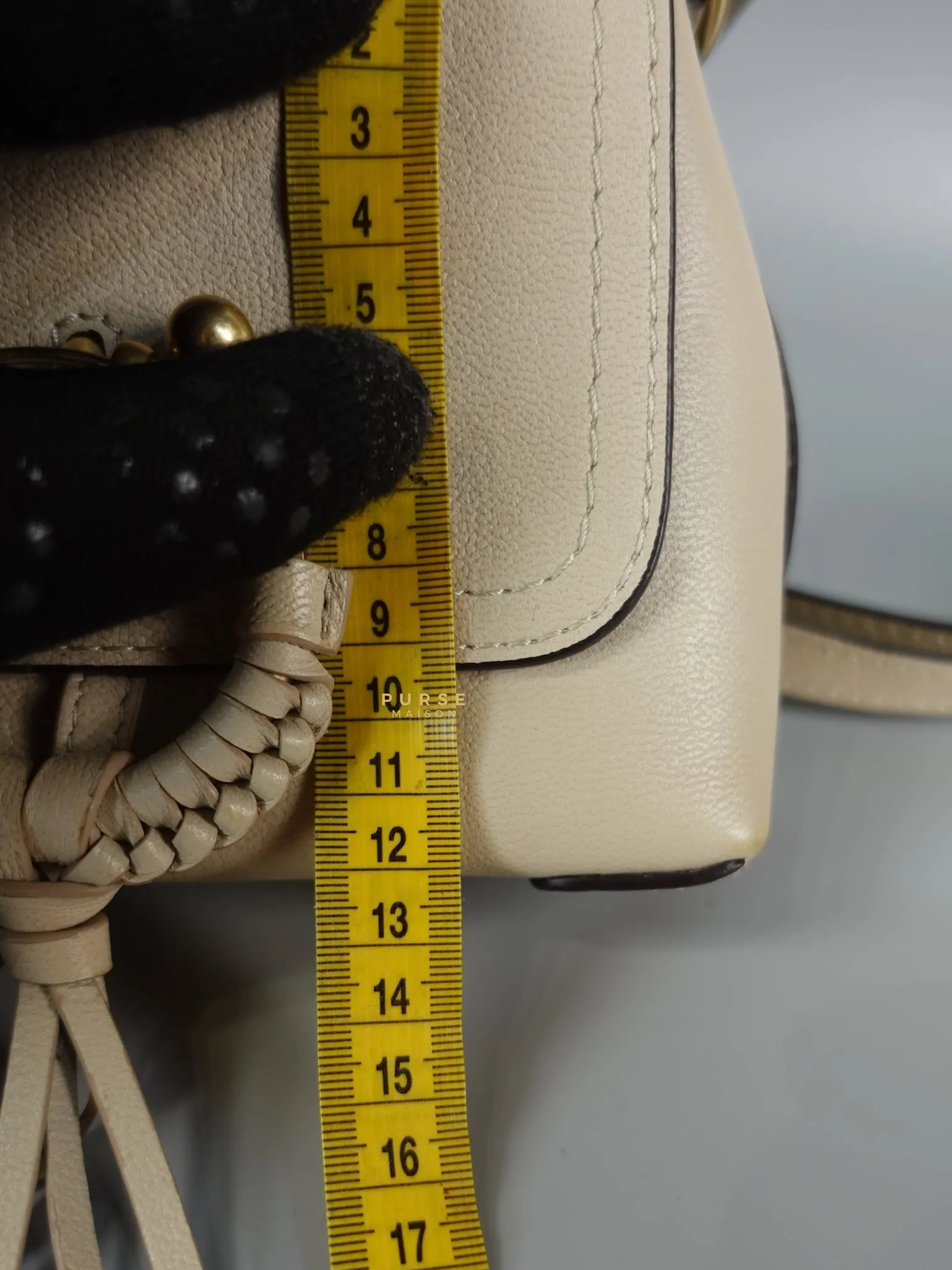 See Mini Beige Leather Shoulder Bag