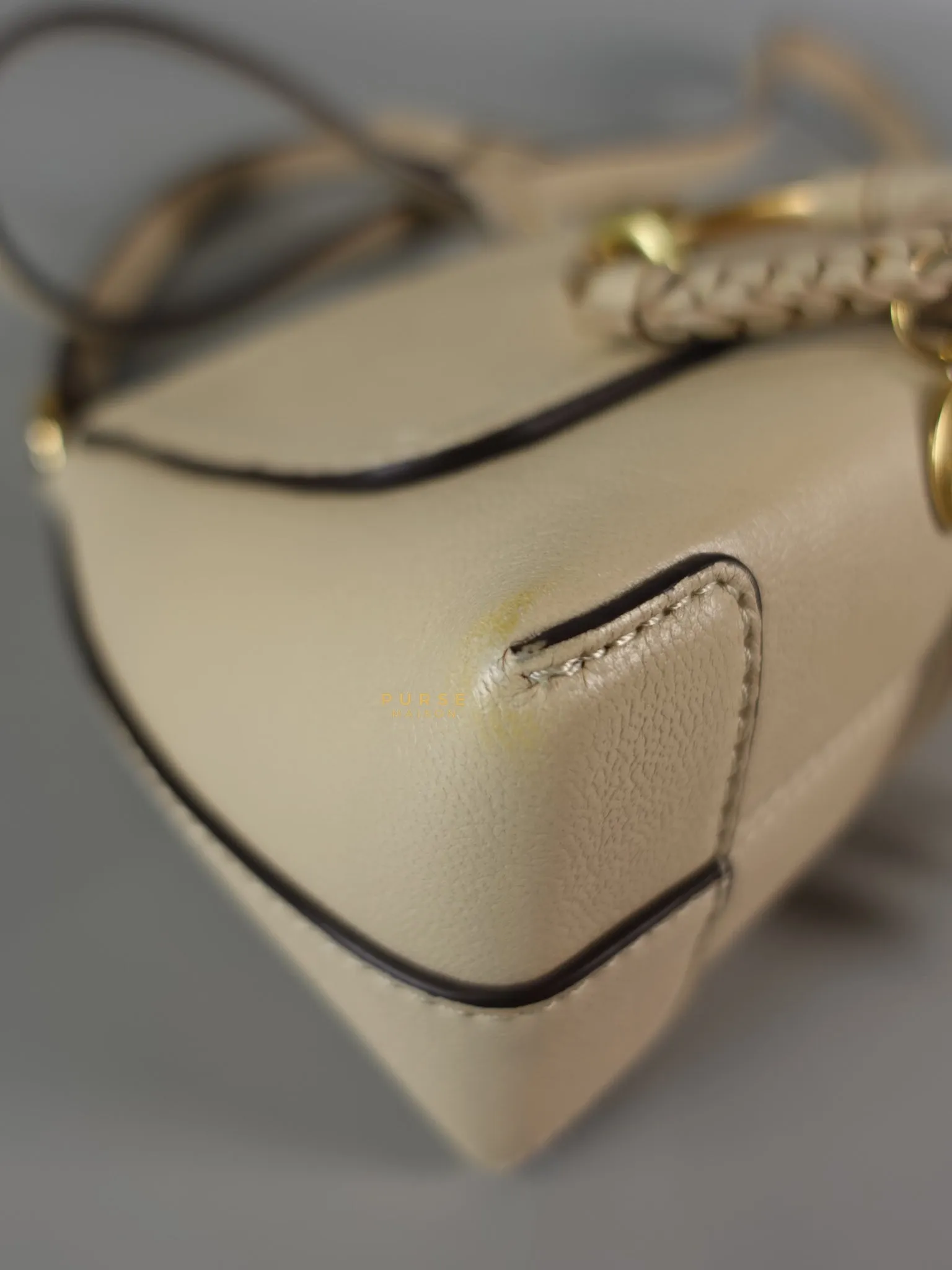 See Mini Beige Leather Shoulder Bag