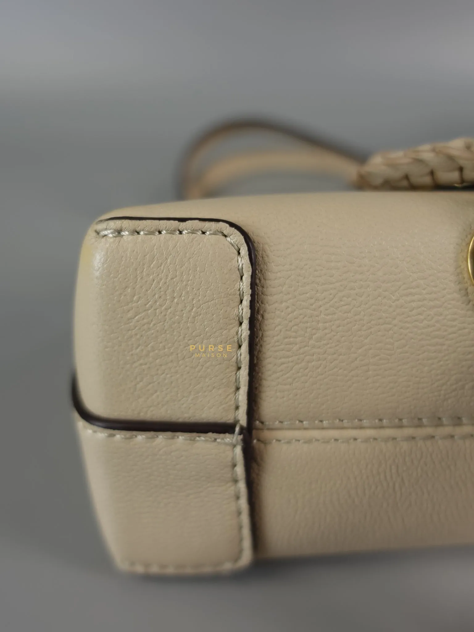 See Mini Beige Leather Shoulder Bag