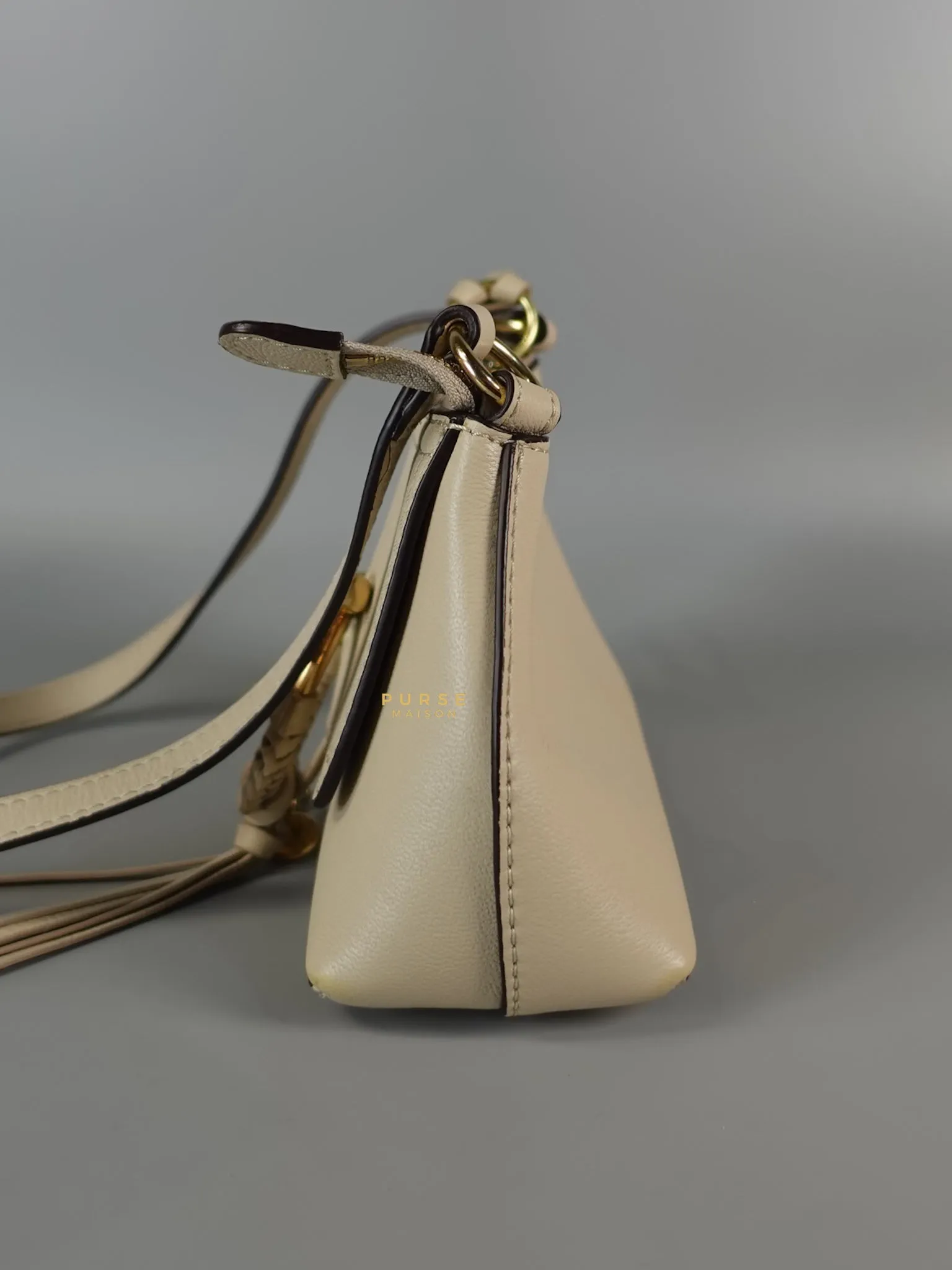 See Mini Beige Leather Shoulder Bag