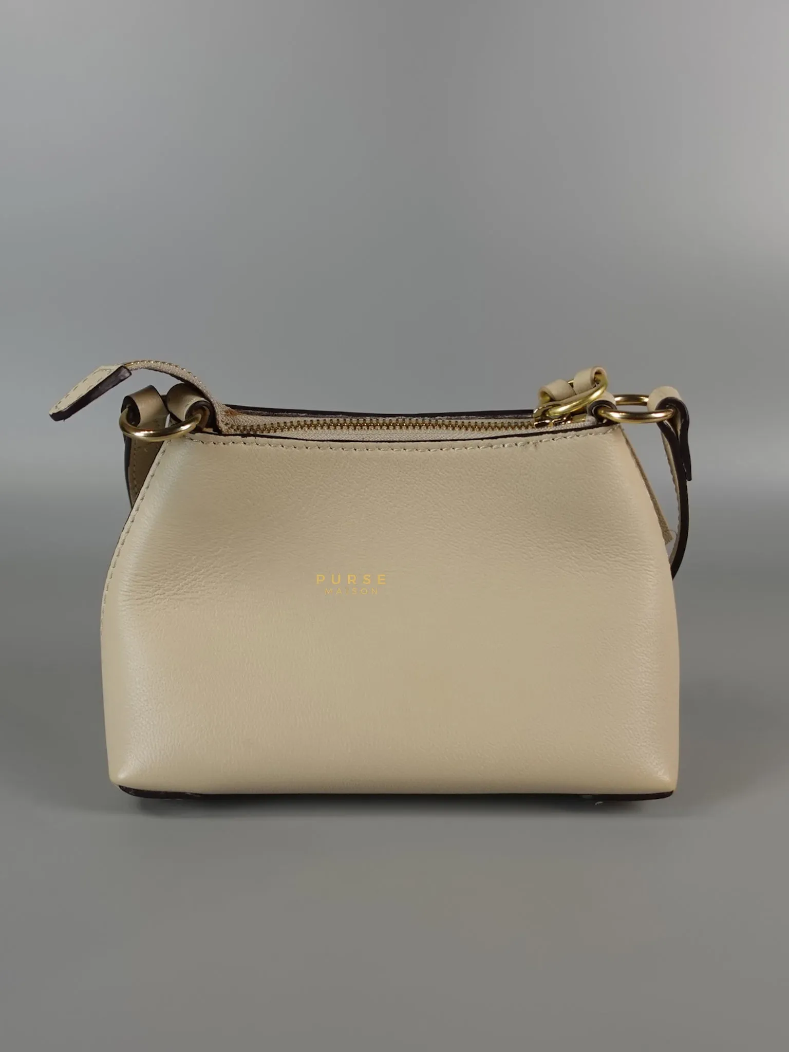 See Mini Beige Leather Shoulder Bag