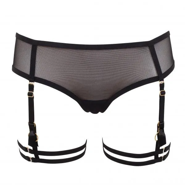 Sera Open-Back Suspender Brief - Black -