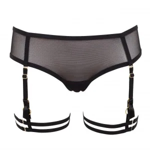 Sera Open-Back Suspender Brief - Black -
