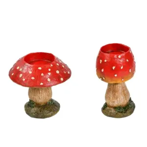 Set of 2 Quirky Mushroom Candle Holders for Cozy Atmosphere