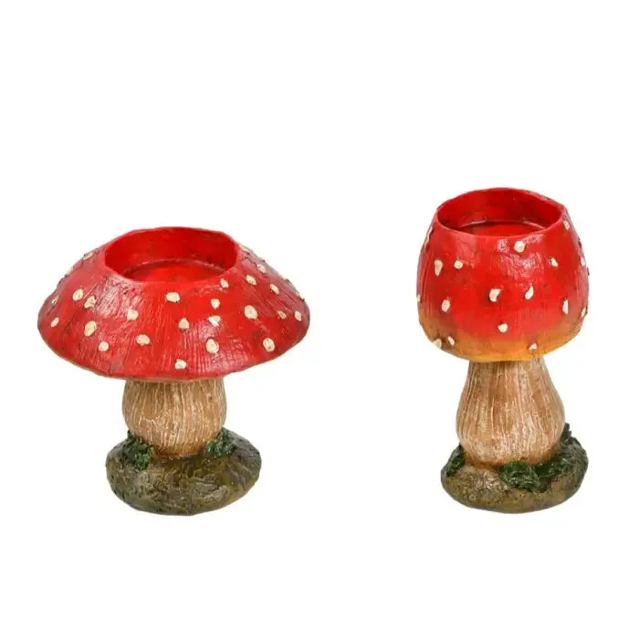 Set of 2 Quirky Mushroom Candle Holders for Cozy Atmosphere