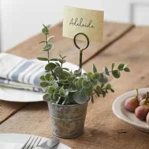 Set of 4 Rustic Metal Pail Place Card Holders