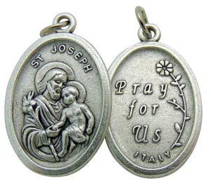 Set of Five Saint Joseph and Child Medal 3/4" Metal Catholic Saint Pendant Gift Made in Italy