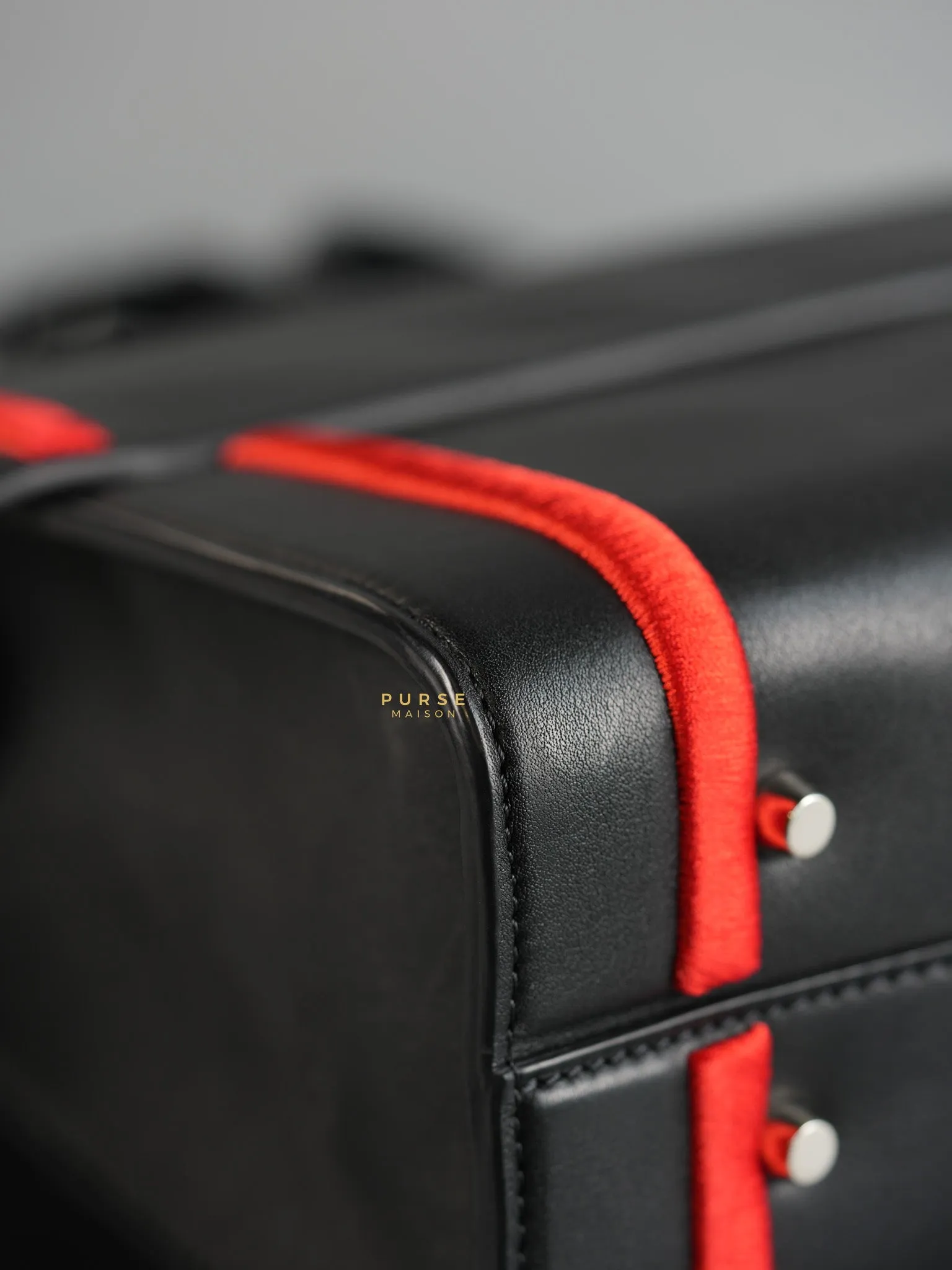 Shark Tooth Small Black/Red Calfskin Leather Shoulder Bag
