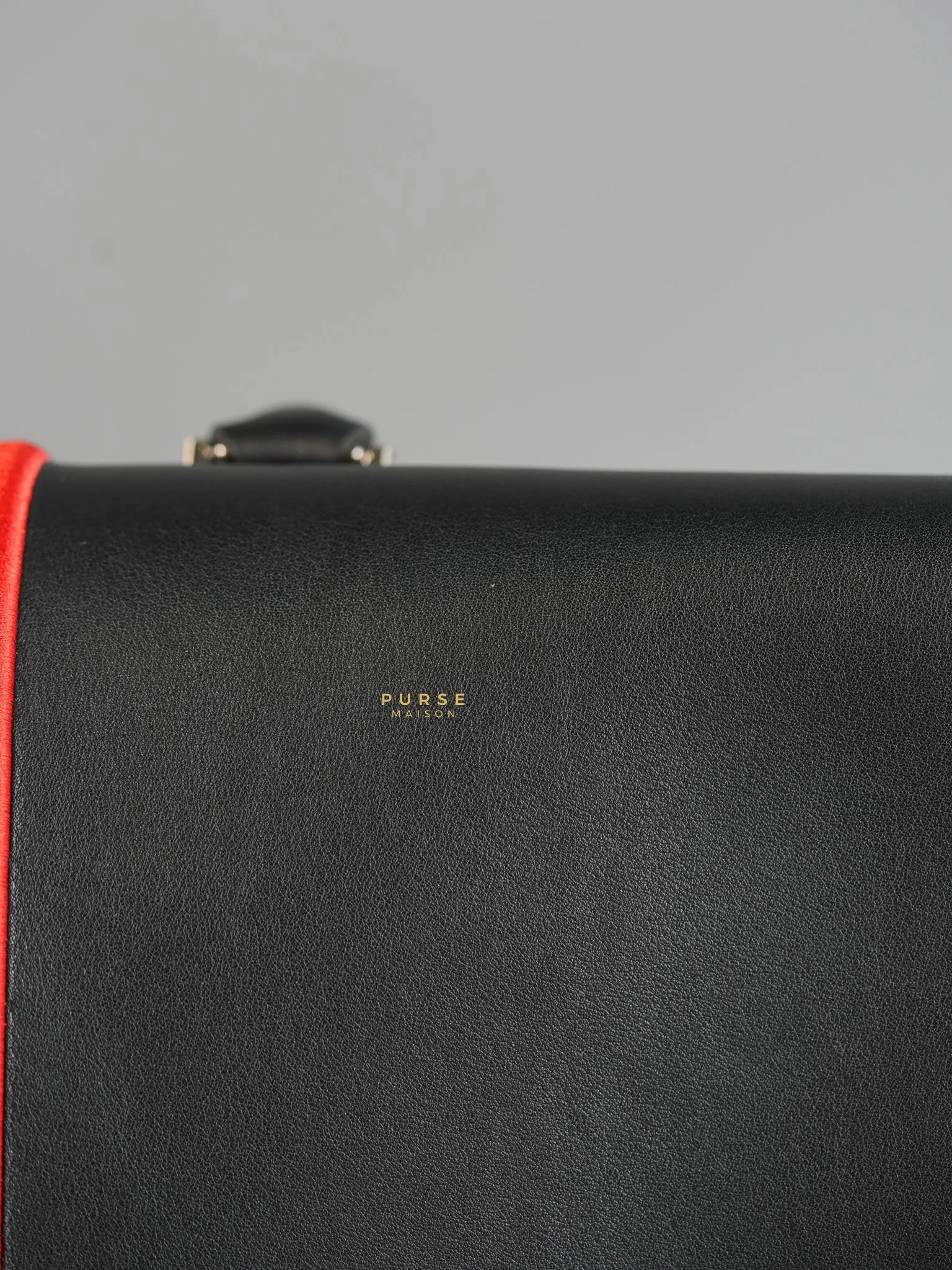 Shark Tooth Small Black/Red Calfskin Leather Shoulder Bag