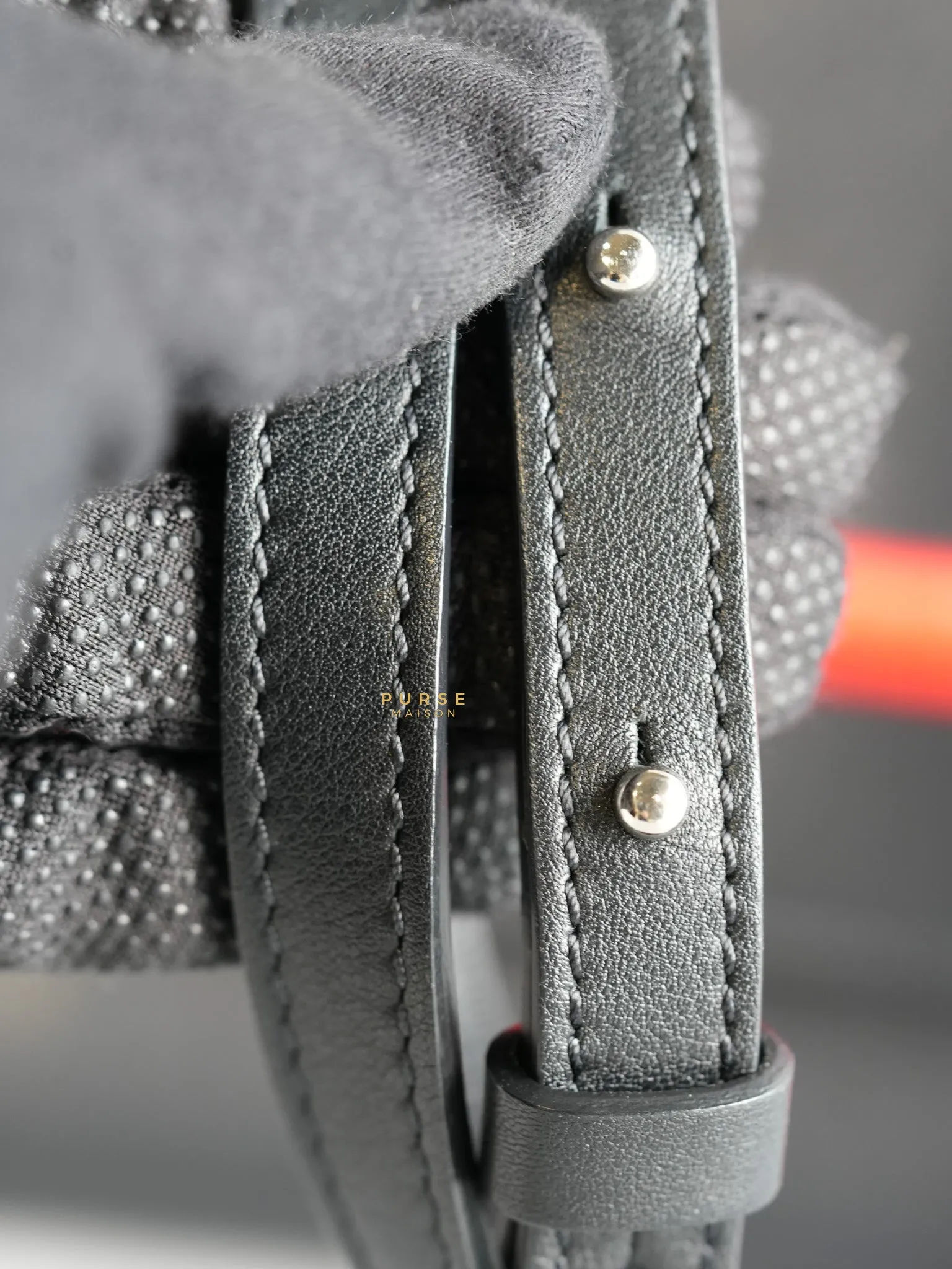 Shark Tooth Small Black/Red Calfskin Leather Shoulder Bag