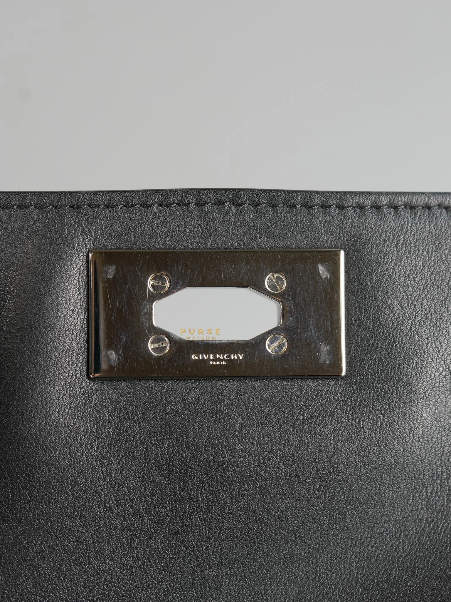 Shark Tooth Small Black/Red Calfskin Leather Shoulder Bag