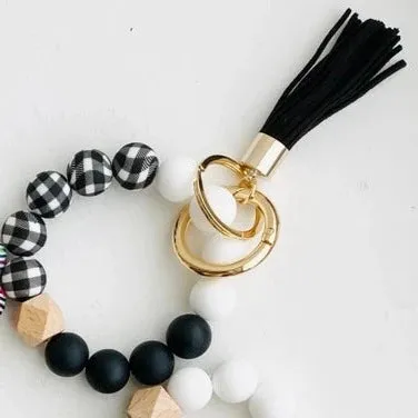 Silicone Bead Wristlet Key Chain Ring