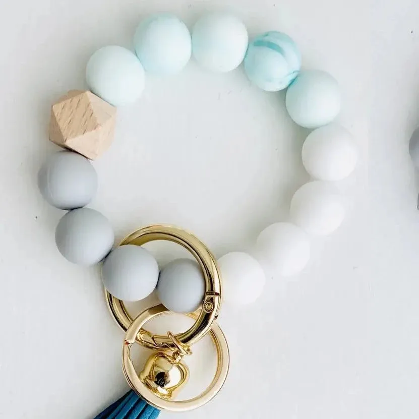 Silicone Bead Wristlet Key Chain Ring