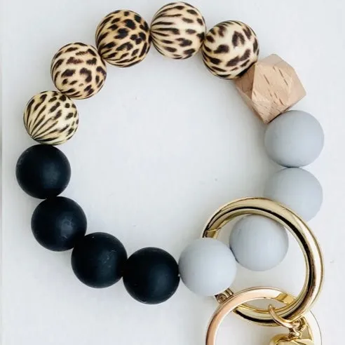 Silicone Bead Wristlet Key Chain Ring