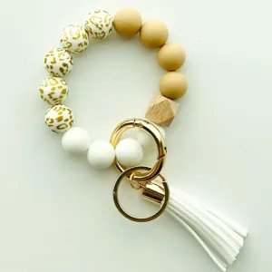 Silicone Bead Wristlet Key Chain Ring
