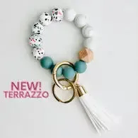 Silicone Bead Wristlet Key Chain Ring