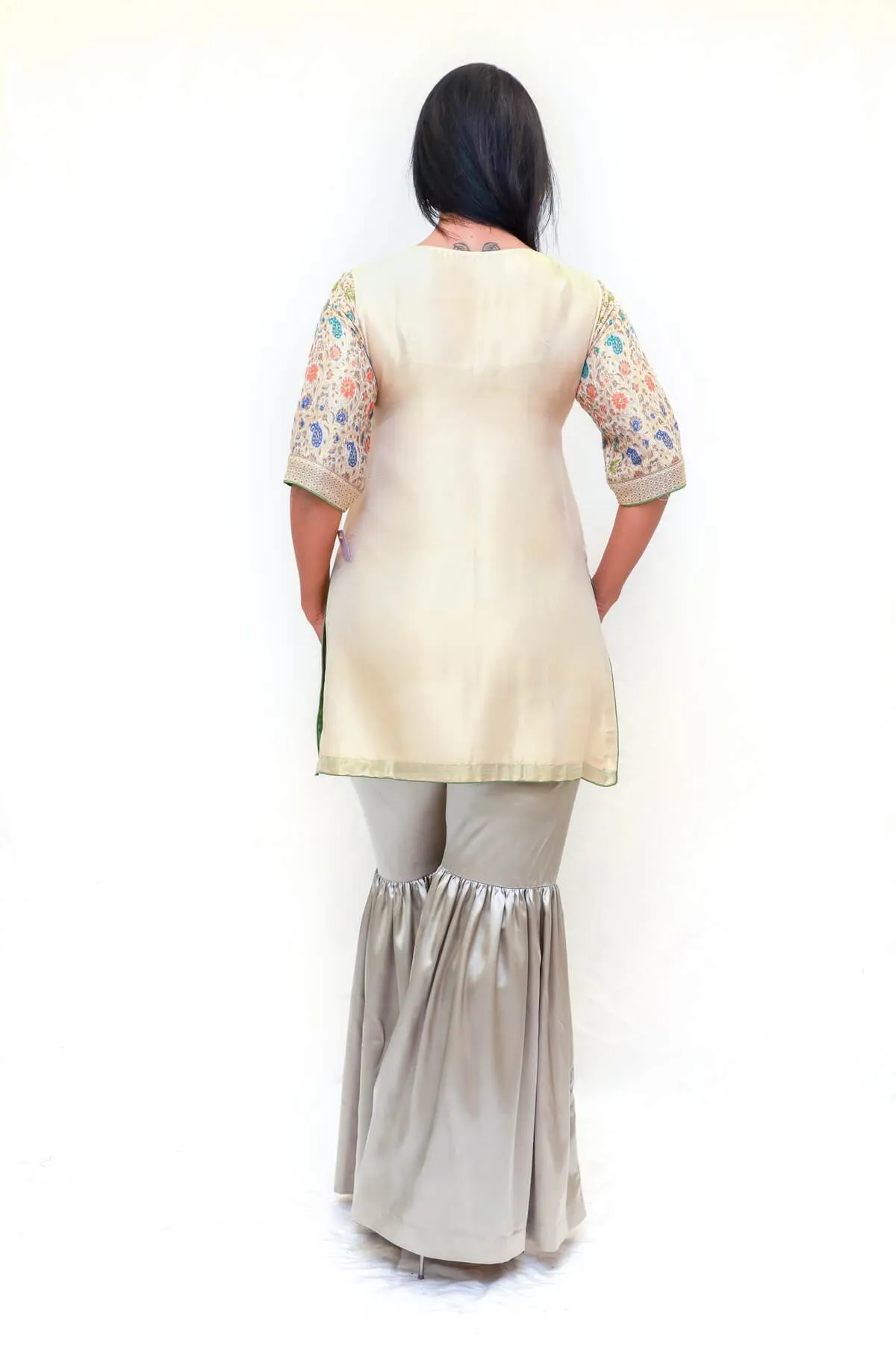 Silk Embossed Shirt Garara Pants