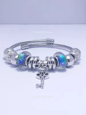 Silver Reflective Key Charm Bracelet