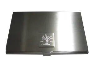 Silver Toned Etched Drosera Capensis Sundew Carnivorous Plant Business Card Holder