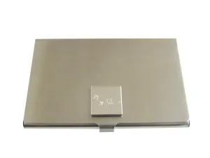 Silver Toned Etched Fox Business Card Holder