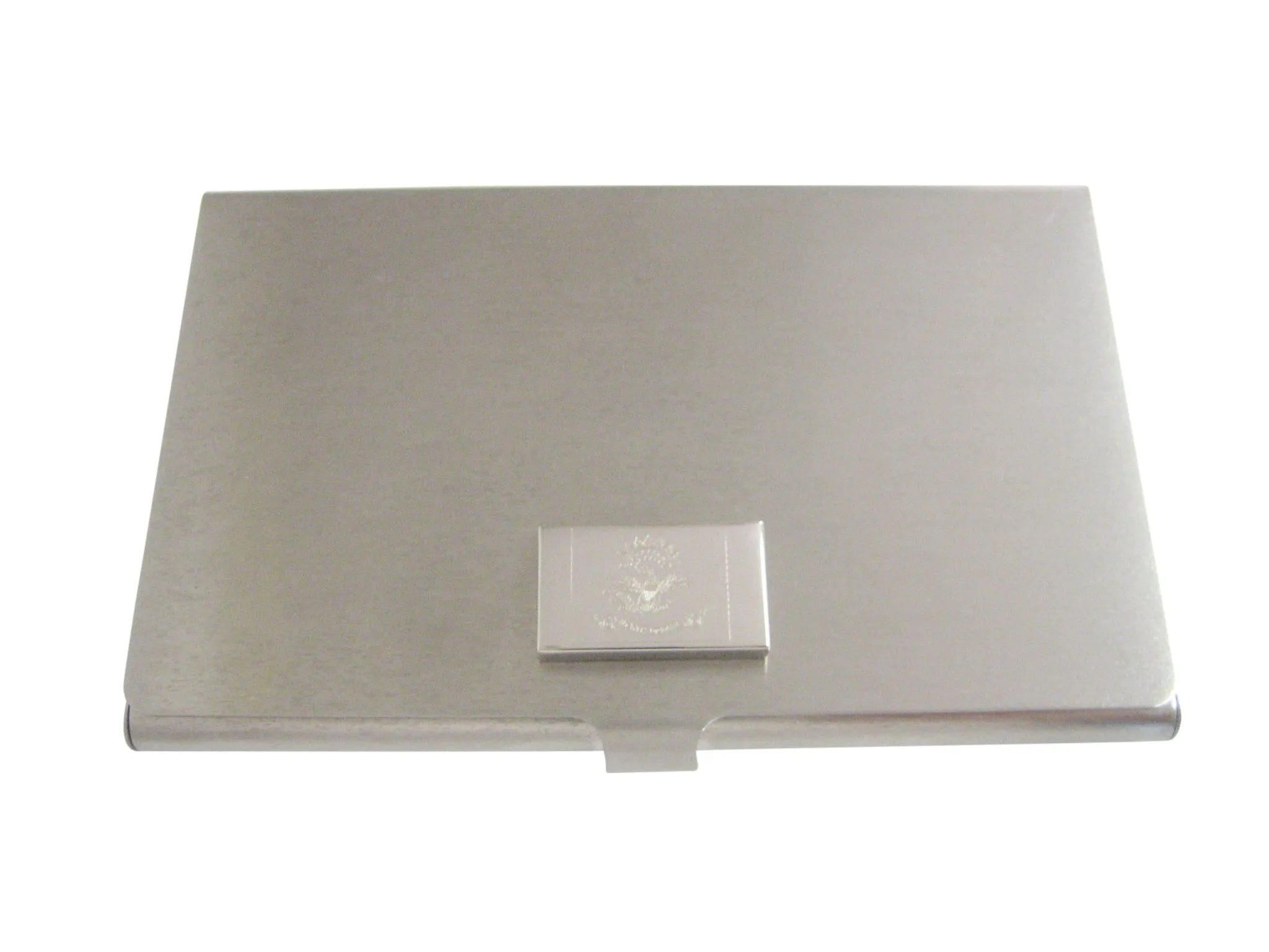 Silver Toned Etched North Dakota State Flag Business Card Holder
