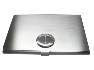 Silver Toned Etched Oval Exclamation Mark Pendant Business Card Holder