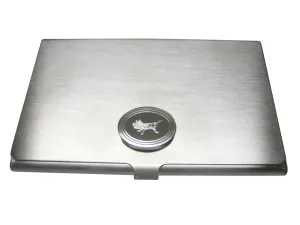 Silver Toned Etched Oval Grasshopper Locust Insect Business Card Holder
