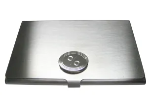 Silver Toned Etched Oval Mathematical Percent Sign Pendant Business Card Holder