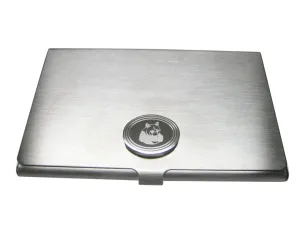 Silver Toned Etched Oval Panda Bear Business Card Holder